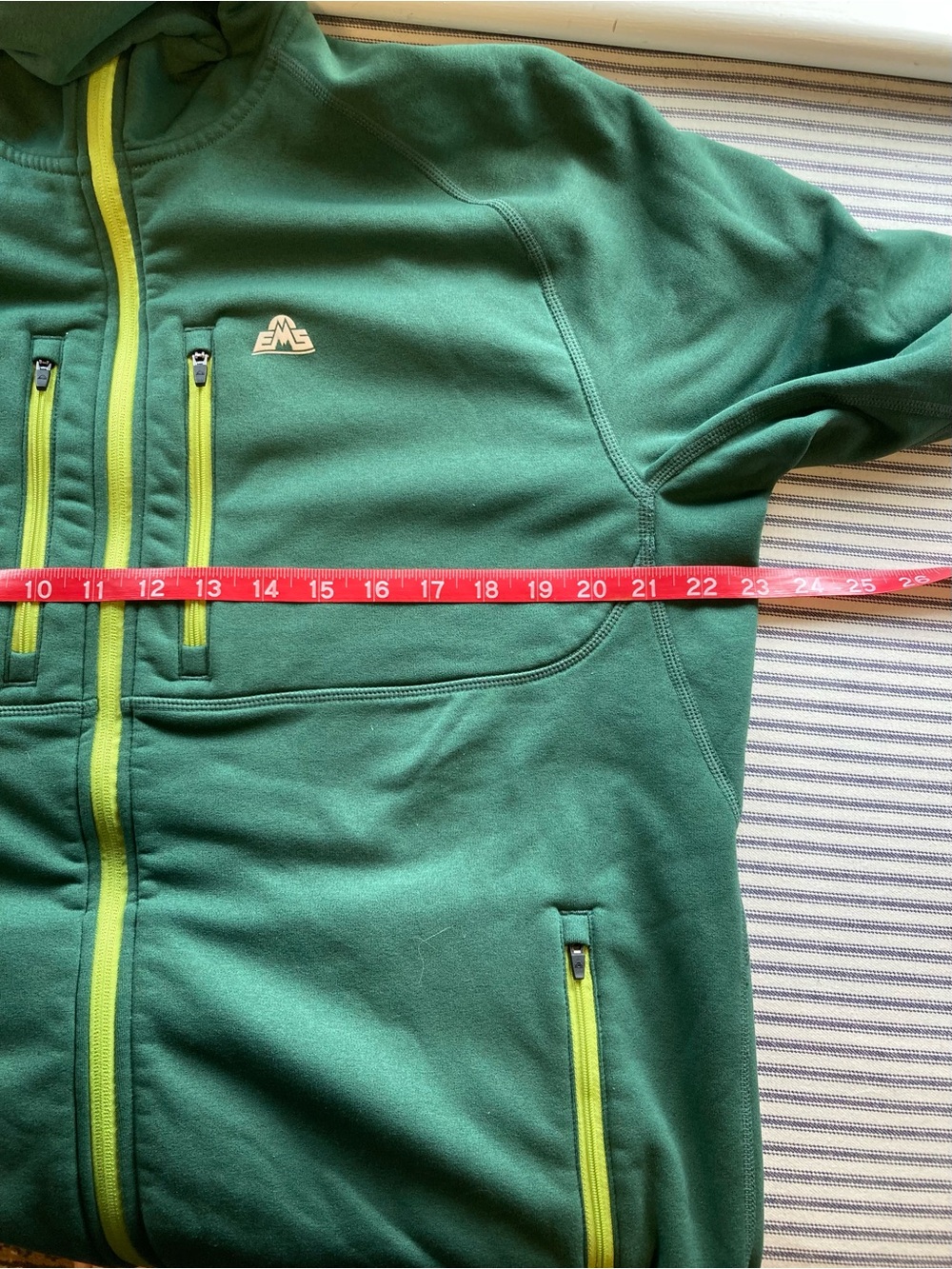 EMS Men’s Ascent Series Green Full Zip Hoodie with Lime Zip Accents, Size Large